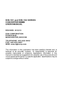 Thumbnail of document Manual - DIN-191 RS-232/RS-485 Converter